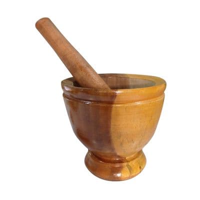 Wooden Mortar 2K Size 8 inch Brown