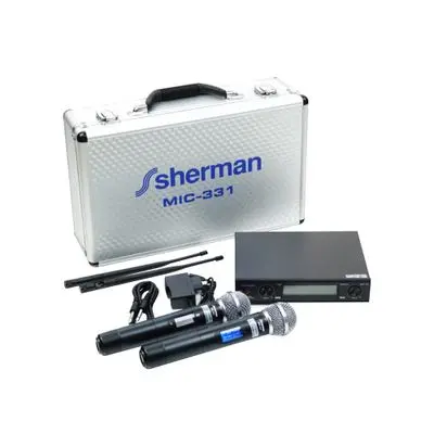 ชุดรับ-ส่งไมโครโฟนไร้สาย UHF SHERMAN รุ่น MIC-331 สีดำ