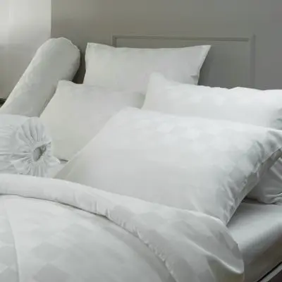 STAMPS Square Jacquard Pattern Bed Sheet Set (SQ1), 5 FT, 5 Pcs/Set, White Color