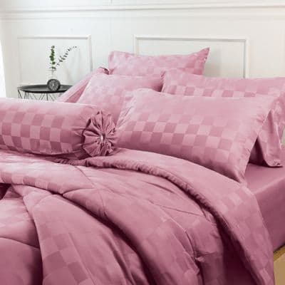 STAMPS Square Jacquard Pattern Bed Sheet Set (SQ2), 5 FT, 5 Pcs/Set, Pink Color