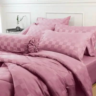STAMPS Square Jacquard Pattern Bed Sheet Set (SQ2), 3.5 FT, 3 Pcs/Set, Pink Color