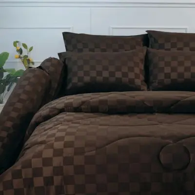 STAMPS Bed Set with Comforter (SQ2), 3.5 ft., 4 pcs./set, Dark Brown Color