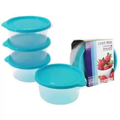 Round Food Container Chef Box MICRON WARE JCP-6062 Size 600 ML. (Pack 4 Pcs.) Blue
