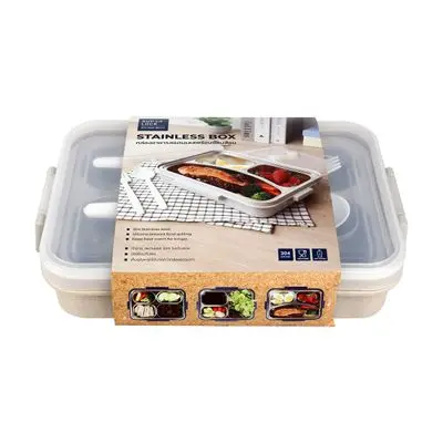Lunch Box With 4 Compartments and Spoon SUPER LOCK JCP-6234 Capacity 780 ml. Cream