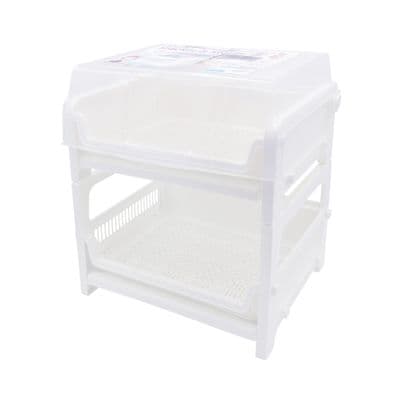 2 Tiers Plastic Dish Drainer With Cover KEYWAY LKW-K-960 Size 43 x 32 x 41.8 cm White