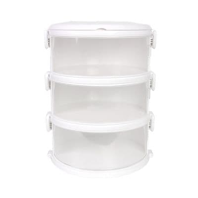 MICRON WARE 3 Tiers Food Cover (JCP-6403), 24.7 x 26.7 x 33.5 cm, White Color