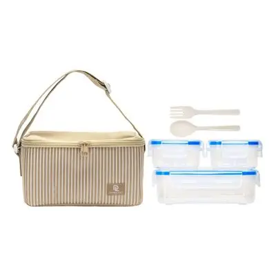 DOUBLE LOCK Set of Square Food Container Pack 3 Pcs. With Bag (JCJ-99213)