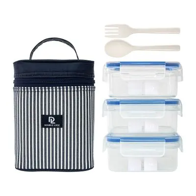 DOUBLE LOCK Set of Square Food Container Pack 3 Pcs. With Bag (JCJ-99120)