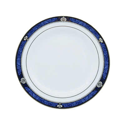 Porcelain Flat Plate ROYAL PORCELAIN PRECIOUSBLP1004 Size 19.5 CM. Blue Rim Gold