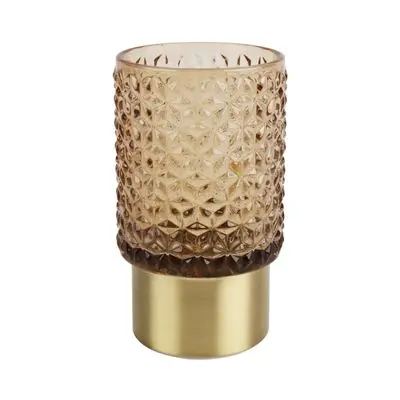 Candle Glass Decoration LED Round KASSA HOME No. 182162-6 Light Brown
