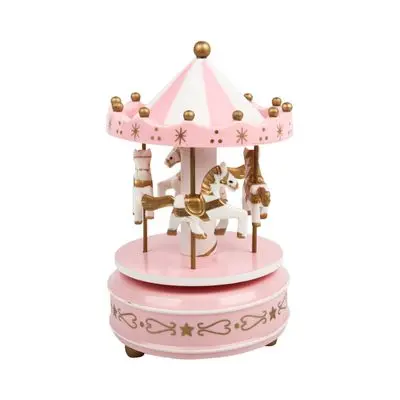 Music Box Merry Go Around-E KASSA HOME A3602414 Size 11 x 11 x 18 CM. Pink - White