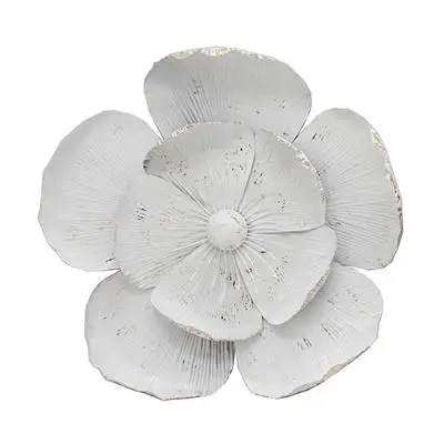 Metal Wall Flower Decor L Raw Matte KASSA HOME No.9AB3095LY1 Size 43 x 12 x 43 CM. White - Gold