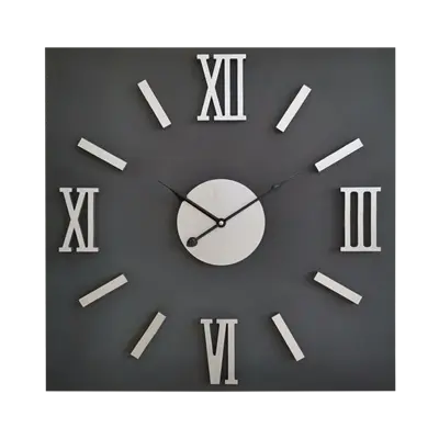 นาฬิกาไม้แขวนผนัง 24 นิ้ว ทรงเหลี่ยม Arcadia KASSA HOME รุ่น A0002 สีดำ - เงิน
