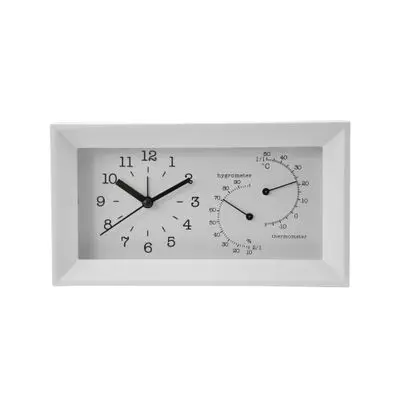Plastic Table Alarm Clock TH-Meter KASSA HOME EG6714TH White