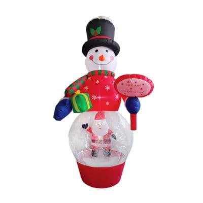 KASSA HOME Inflatable Doll Snowman with Santa inisde Xmas23 (LDO2023C2140-240), Red
