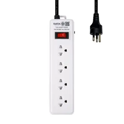 DATA Power Strip 4 Outlets 1 Switch (DY314M2W), 2 Metre, White