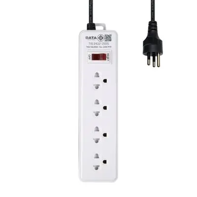 DATA Power Strip 4 Outlets 1 Switch (DY314M5W), 5 Metre, White