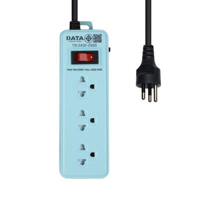 DATA Power Strip 3 Outlets 1 Switch (PP316M3B), 3 Metre, Blue