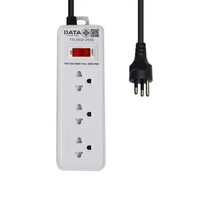 DATA Power Strip 3 Outlets 1 Switch (DY316M5W), 5 Metre, White