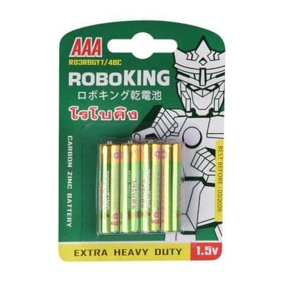 ROBOKING Battery (R03) Power 1.5V Size AAA (Pack 4 Pcs.)