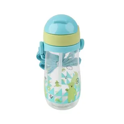 SANDI Kids water bottle with a handle and a straw with a sash (UTKWB-0003-2), 450 ml, Blue