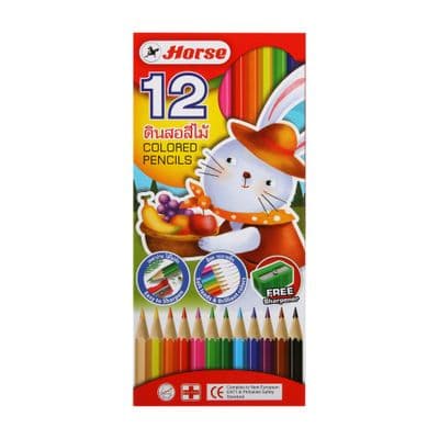 HORSE Colored Pencil Horse 12 Long Colors with Sharpener (H-2080)